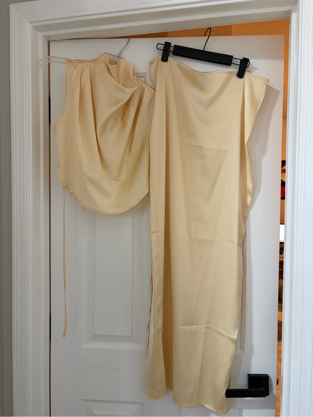 PLT Yellow Satin Skirt Set